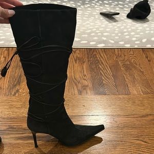ALDO black suede stiletto boots